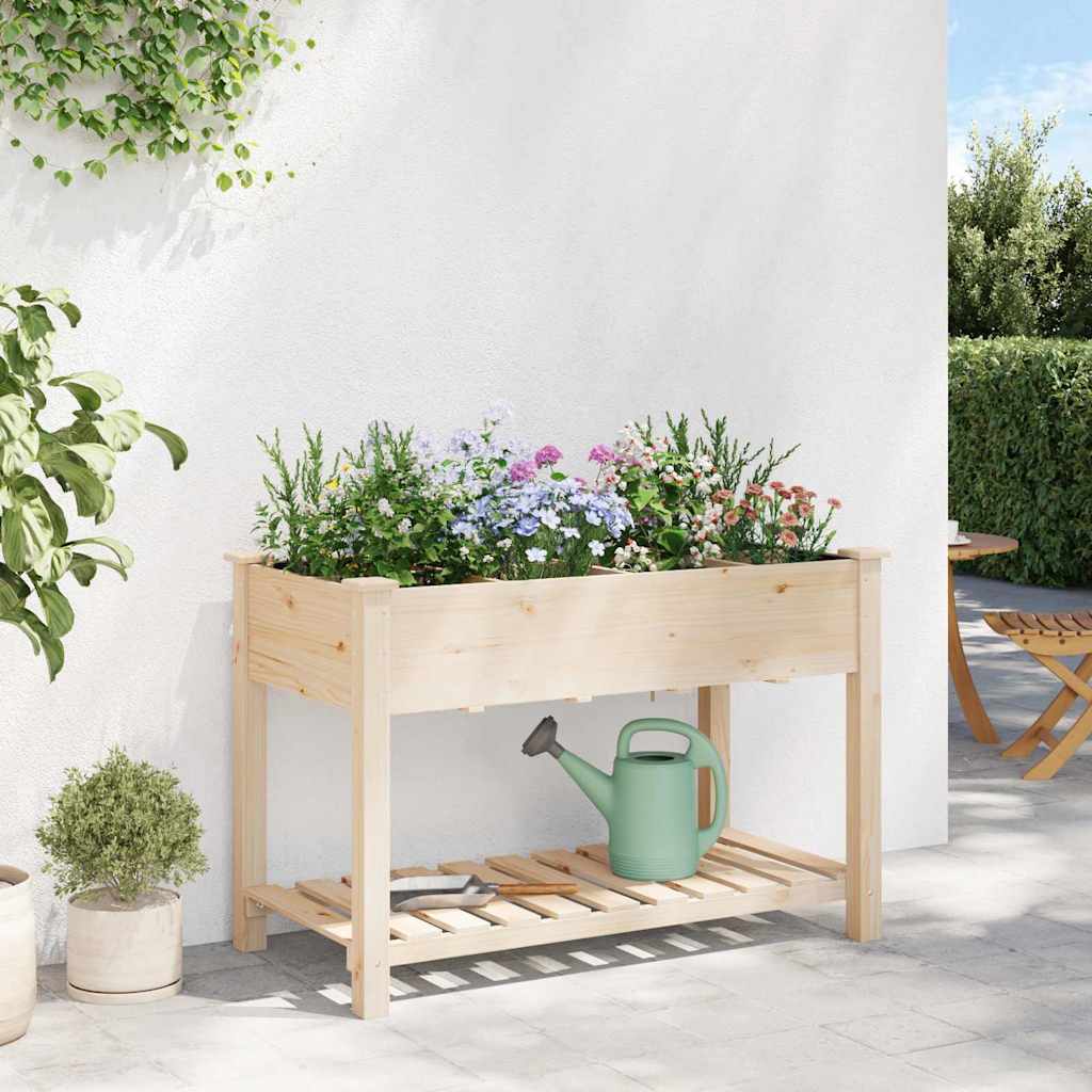 vidaXL Γλάστρα Κήπου Μπεζ 115 x 59 x 76.5 εκ Στερεό ξύλο έλατου