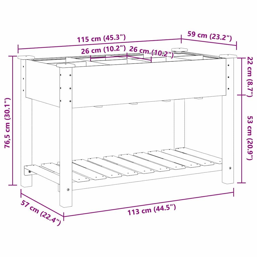 vidaXL Γλάστρα Κήπου Μπεζ 115 x 59 x 76.5 εκ Στερεό ξύλο έλατου
