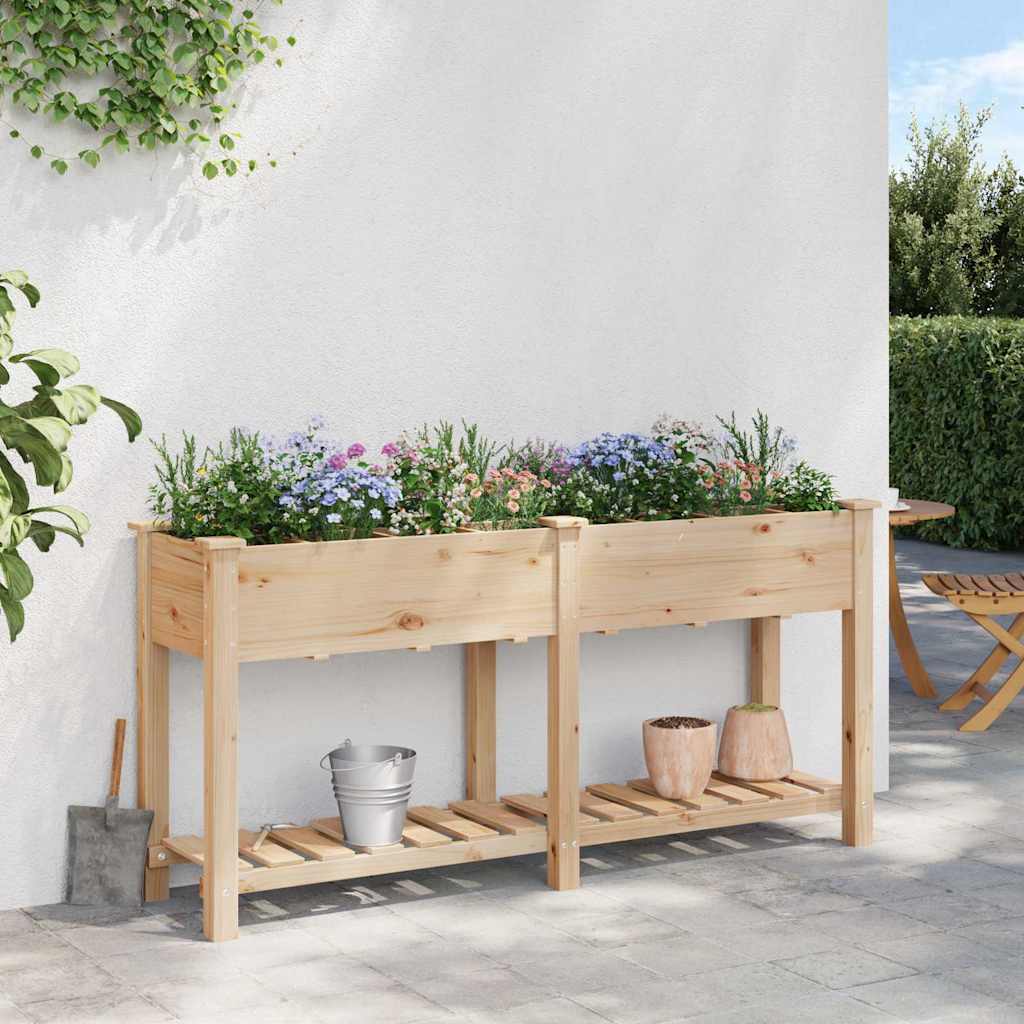 vidaXL Γλάστρα Κήπου Μπεζ 161.5 x 45 x 76.5 εκ. Στερεό ξύλο έλατου