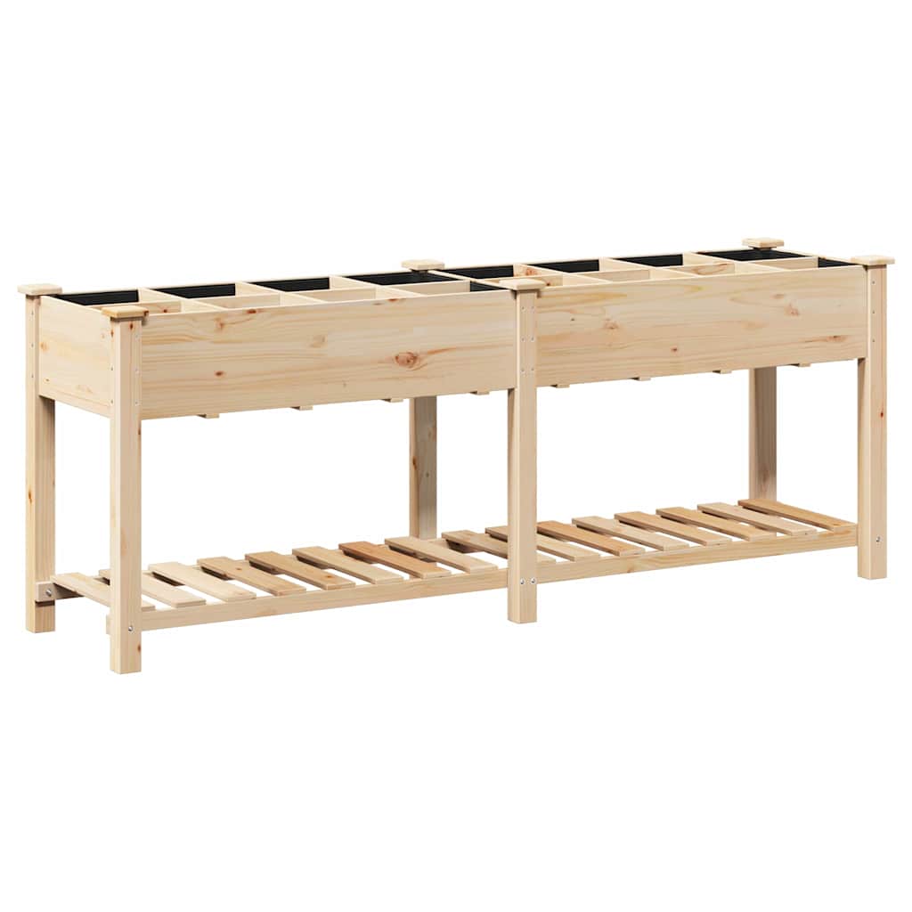 vidaXL Γλάστρα Κήπου Μπεζ 203.5 x 53 x 76.5 εκ Στερεό ξύλο έλατου