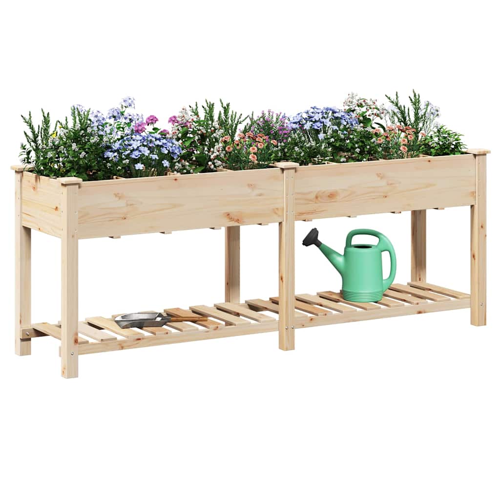 vidaXL Γλάστρα Κήπου Μπεζ 203.5 x 53 x 76.5 εκ Στερεό ξύλο έλατου