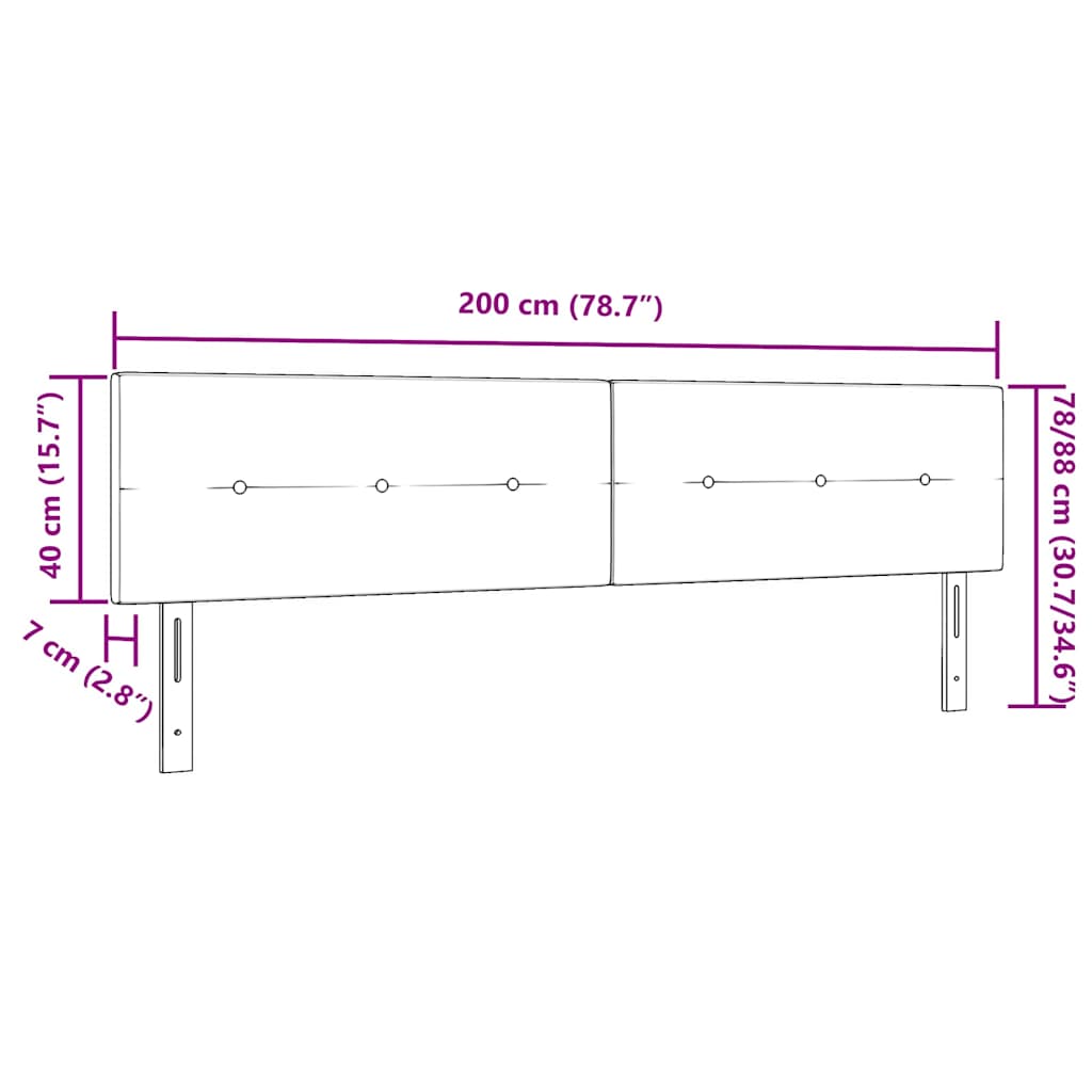 vidaXL Κεφαλάρι με κεφαλάρι Σκούρο γκρι 200 cm ύφασμα