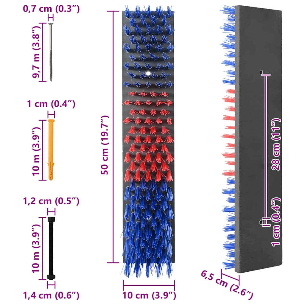vidaXL Βούρτσες Βοοειδών Κόκκινο και μπλε 50 x 10 x 6.5 εκ.