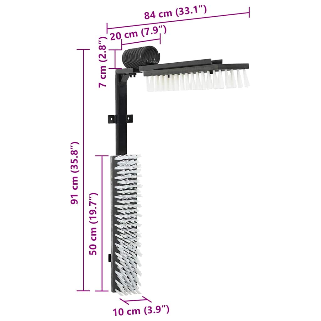 vidaXL Βούρτσες Βοοειδών Μαύρο και Λευκό 84 x 10 x 91 εκ.