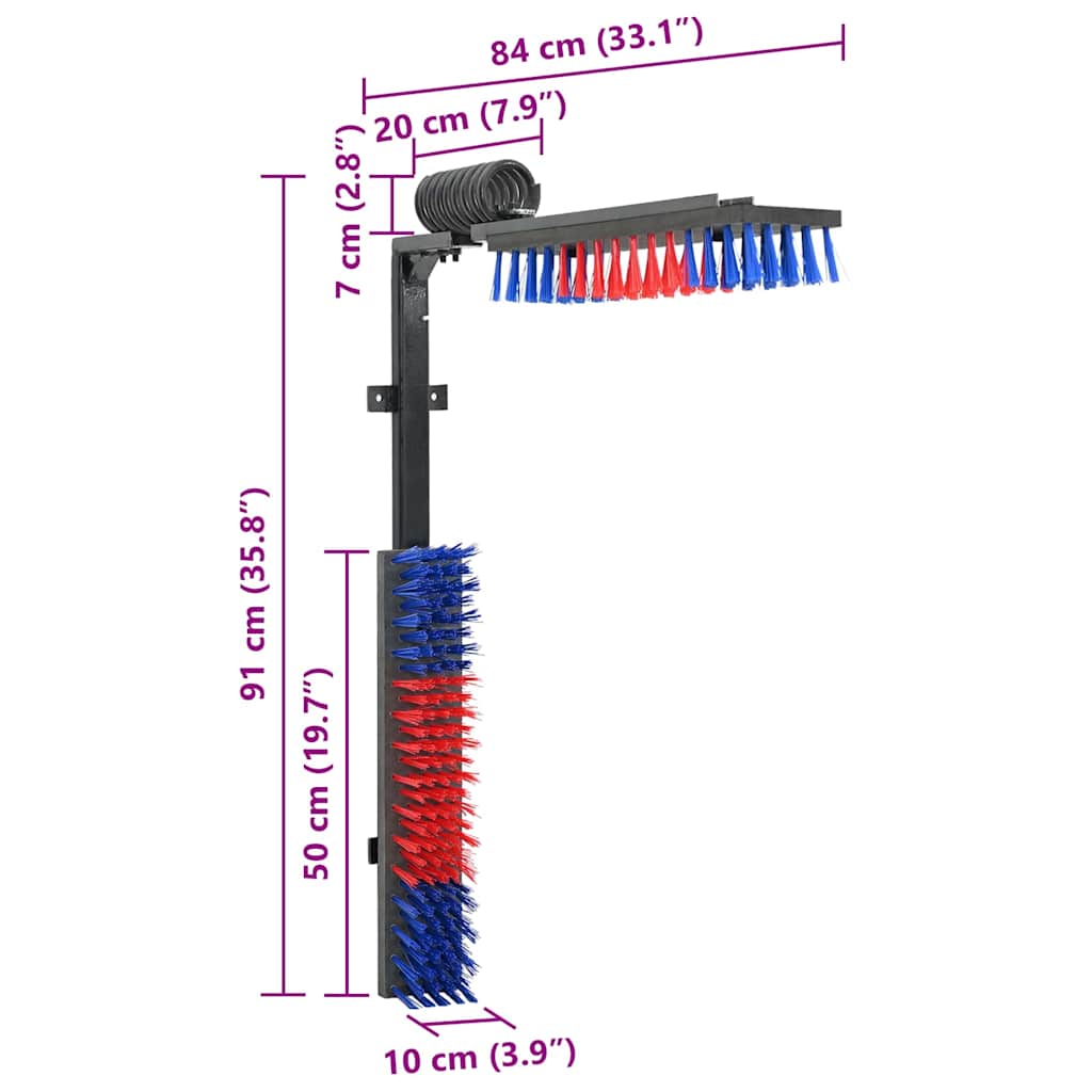 vidaXL Βούρτσες Βοοειδών Κόκκινο και μπλε 84 x 10 x 91 εκ. PVC