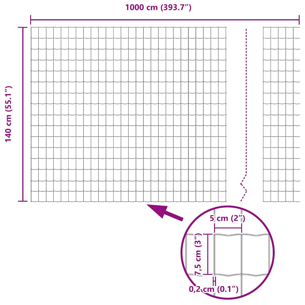 vidaXL Φράχτης Ευρώπης Πράσινος 1.4x10 μ Σίδερο