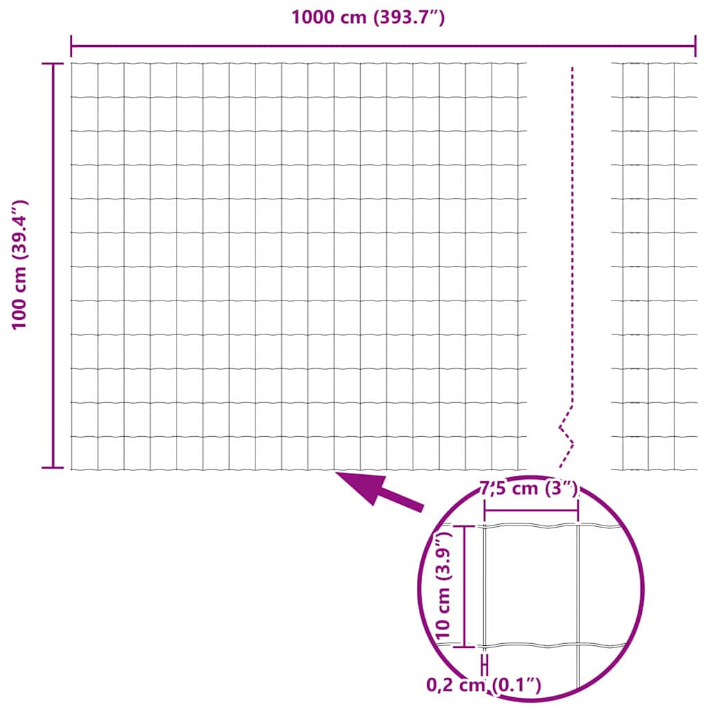 vidaXL Euro Φράχτης Πράσινος 1x10 μ Σίδερο
