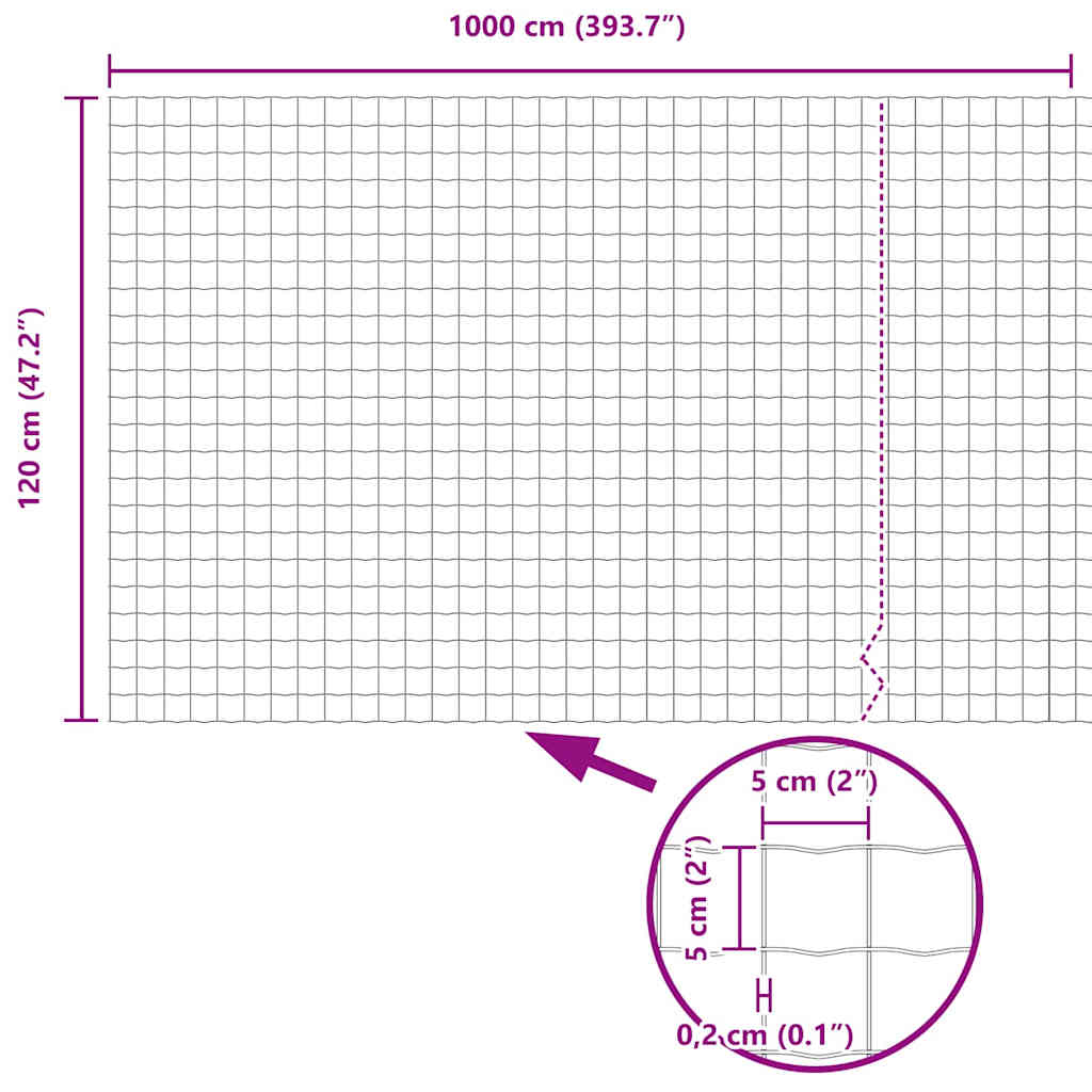 vidaXL Ευρωπαϊκός Φράχτης Γκρι 1.2x10 μ Σίδηρος