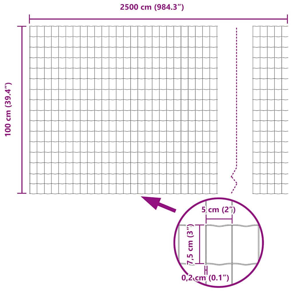 vidaXL Φράκτης Ευρώ Γκρι 1x25 μ Χάλυβας