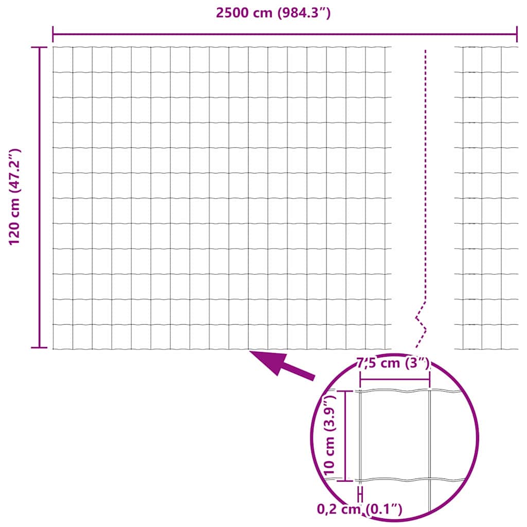 vidaXL Ευρωπαϊκός Φράχτης Γκρι 1.2 x 25 μ Σίδηρος
