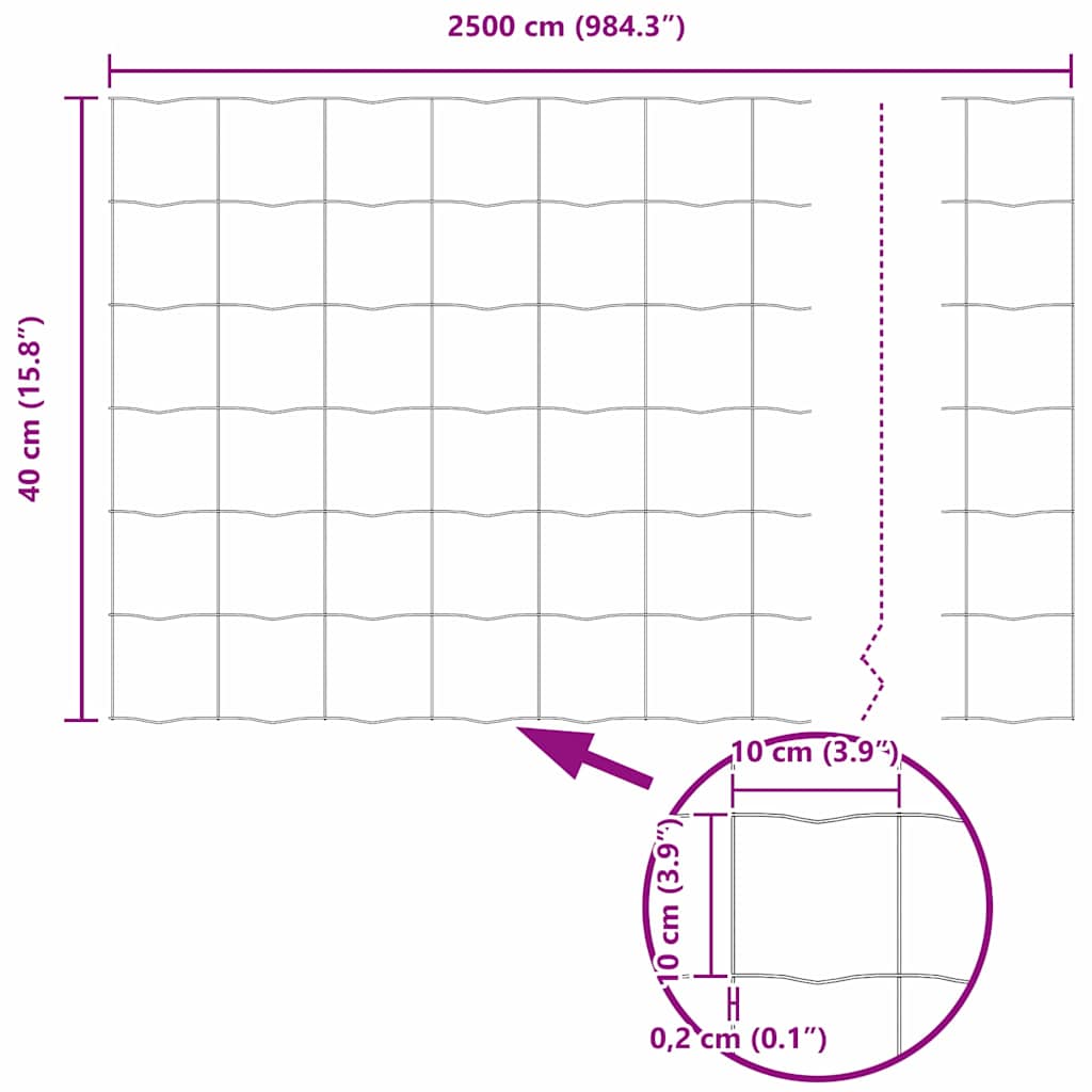 vidaXL Φράχτης Ευρώ Γκρι 0.6x25 μ Σίδηρος