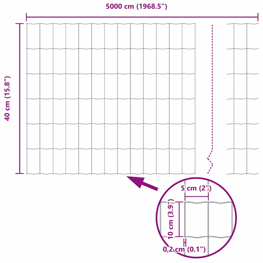 vidaXL Ευρωπαϊκός Φράχτης Γκρι 0.4x50 μ Σίδηρος