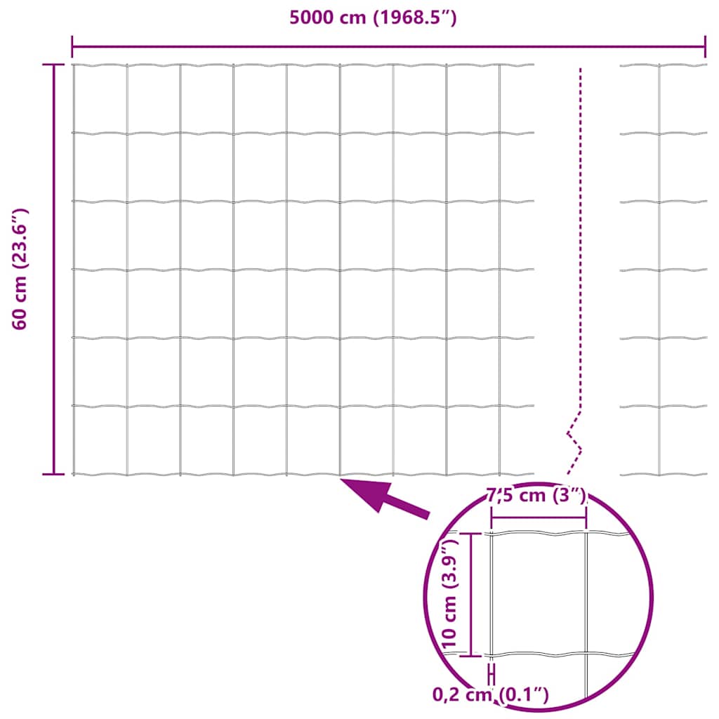 vidaXL Ευρωπαϊκός Φράχτης Γκρι 0.6x50 μ Χάλυβας