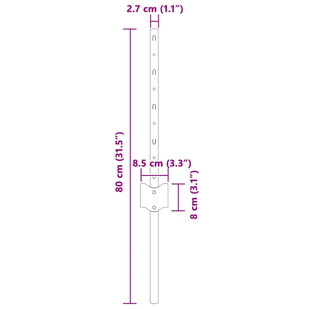 vidaXL Πόδια Φράκτη 22 τεμ U-Channel Γκρι 80 cm Ατσάλι