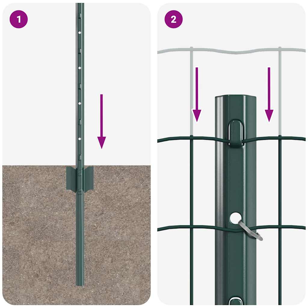 vidaXL Ευρωπαϊκός Φράκτης με 5 U Posts Πράσινος 0.8x10 μ Χάλυβας