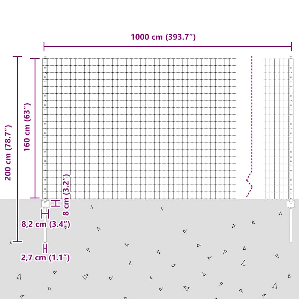 vidaXL Ευρωπαϊκός Φράχτης με 5 Πόστ U Πράσινος 1.6x10 μ Στεαίου