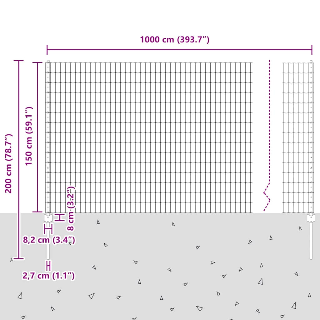 vidaXL Ευρωπαϊκός Φράκτης με 5 Στυλοί Πράσινος 1.5x10 μ Χάλυβας
