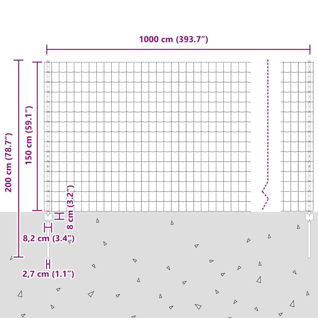vidaXL Euro Fence με 5 Στηρίγματα Πράσινο 1.5x10 μ Χάλυβας