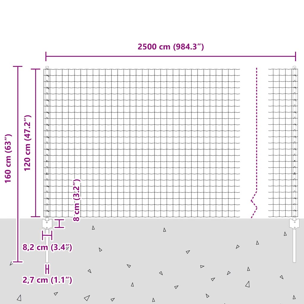 vidaXL Ευρωπαικός Φράκτης με 11 Πόδια Πράσινο 1,2x25 μ Χάλυβας