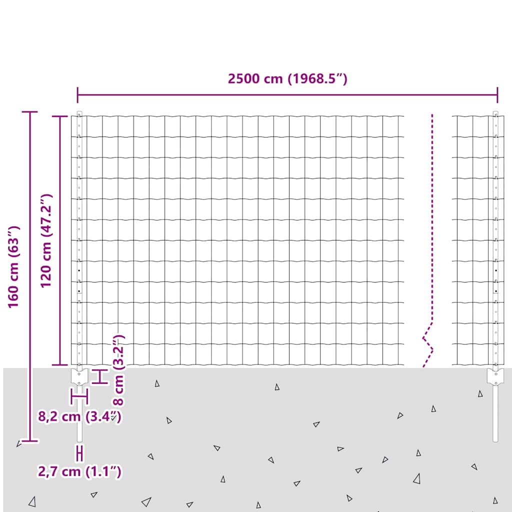 vidaXL Ευρωπαϊκό Φράχτη με 11 Στήλες Πράσινο 1,2x25 μ Μπακίρ