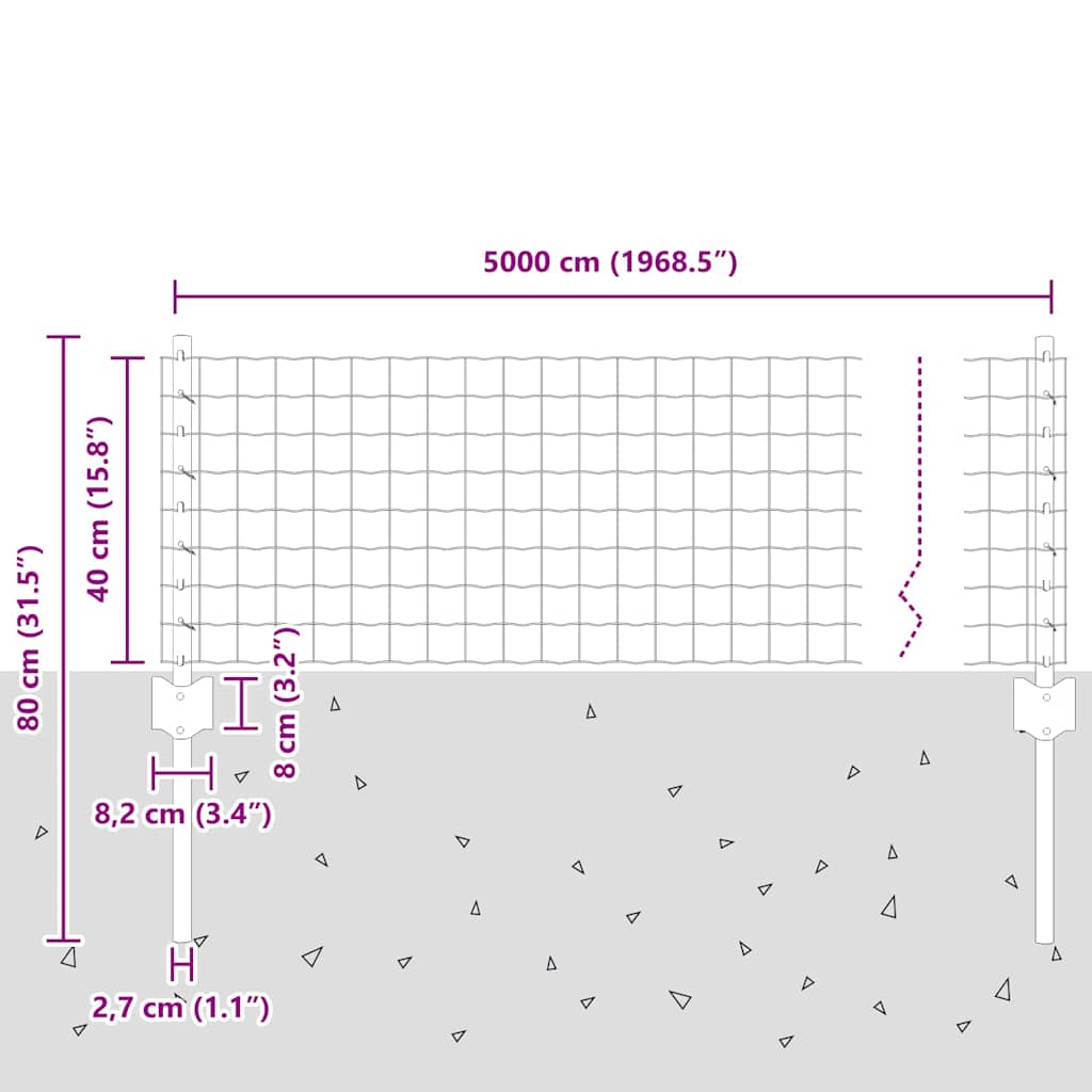 vidaXL Ευρωπαϊκός Φράκτης με 22 Γαλβανισμένες Στύλους Πράσινος 0,4x50 μ Χάλυβας