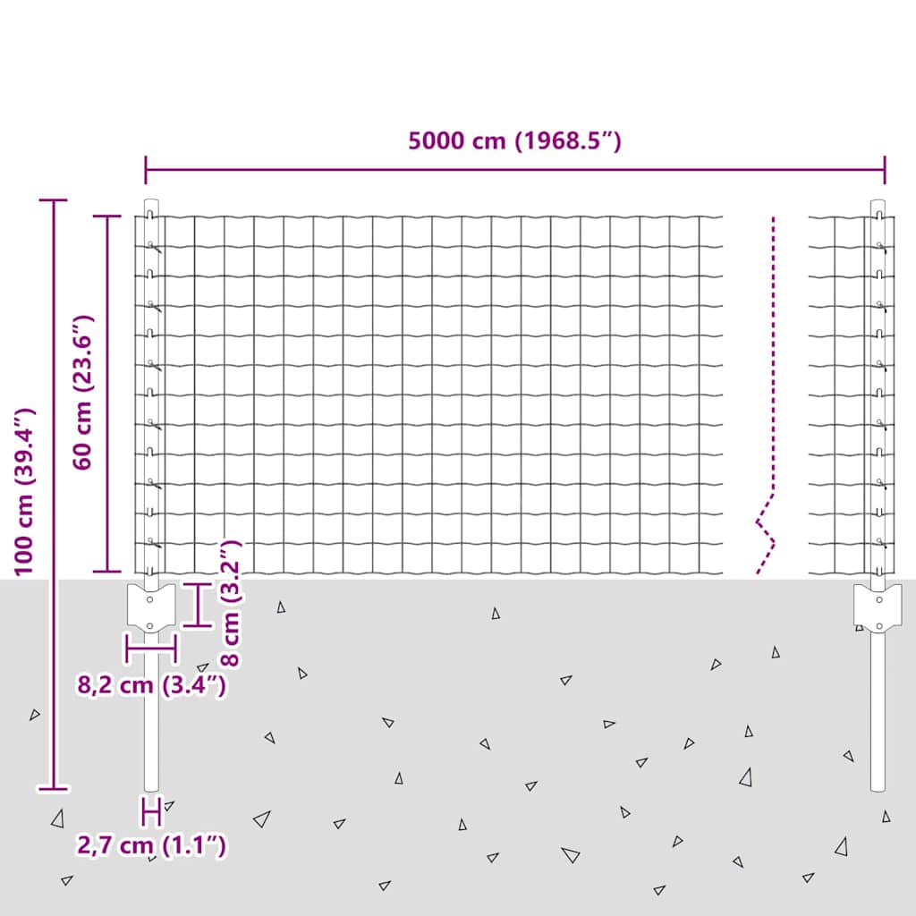 vidaXL Ευρωπαϊκός Φράκτης με 22 Στήλες Πράσινος 0,6x50 μ Μεταλλικός