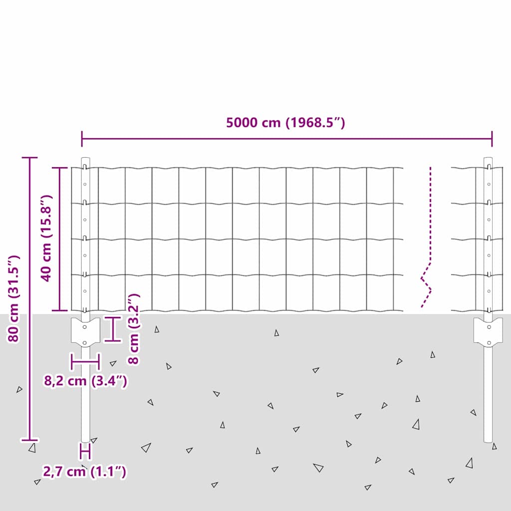 vidaXL Ευρωπαϊκό Φράχτη με 22 Πόδια Πράσινο 0,4x50 μ Ατσάλι