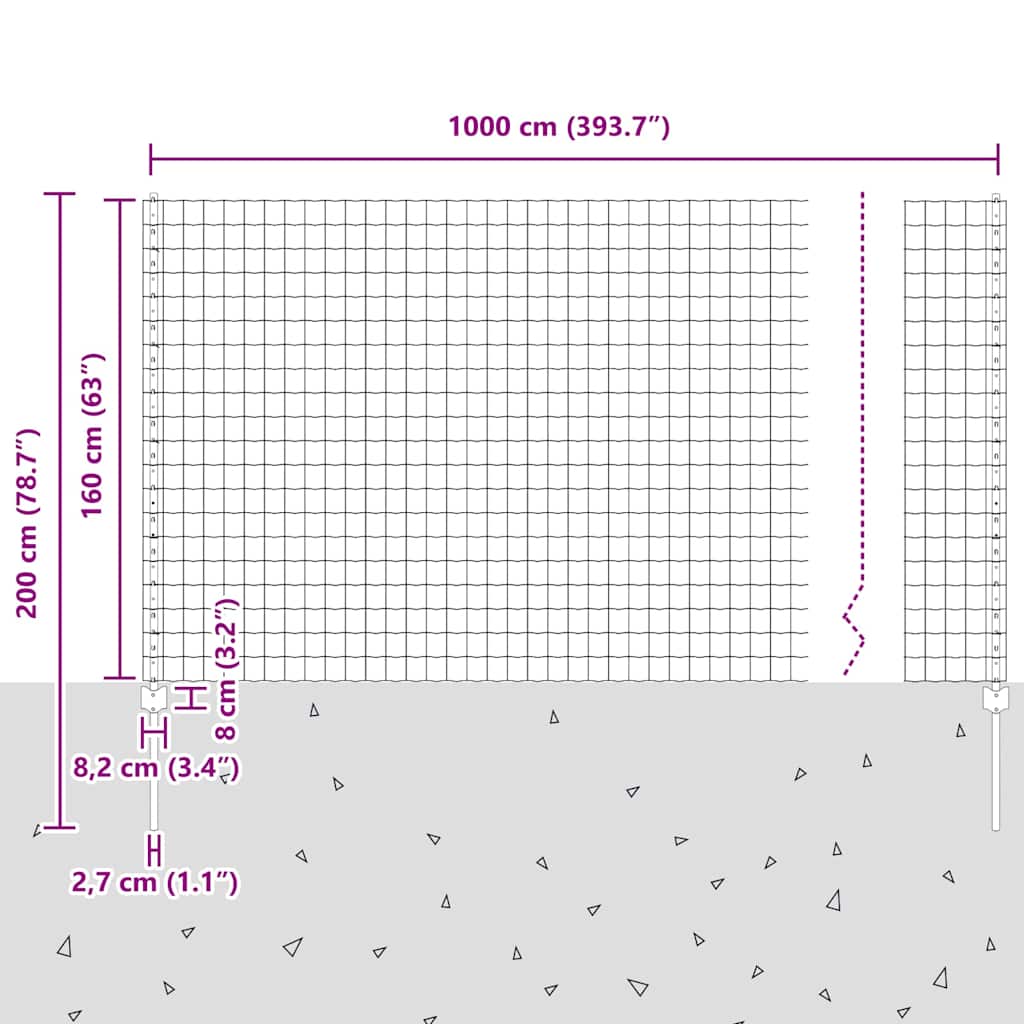 vidaXL Ευρωπαϊκός Φράκτης με 5 Καπάκια Πράσινο 1,6x10 μ Ατσάλι