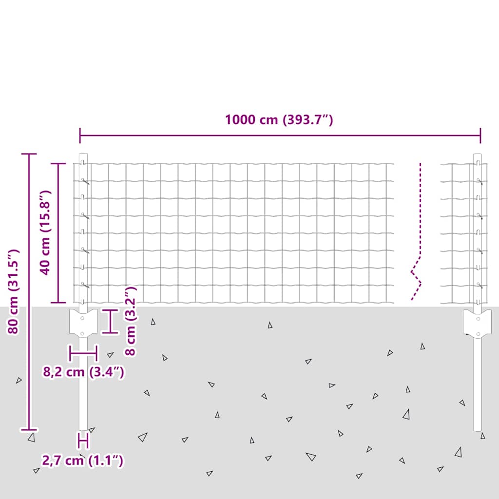 vidaXL Ευρωπαϊκό Φράχτη με 5 Πόστες Γκρι 0,4x10 μ Ατσάλι