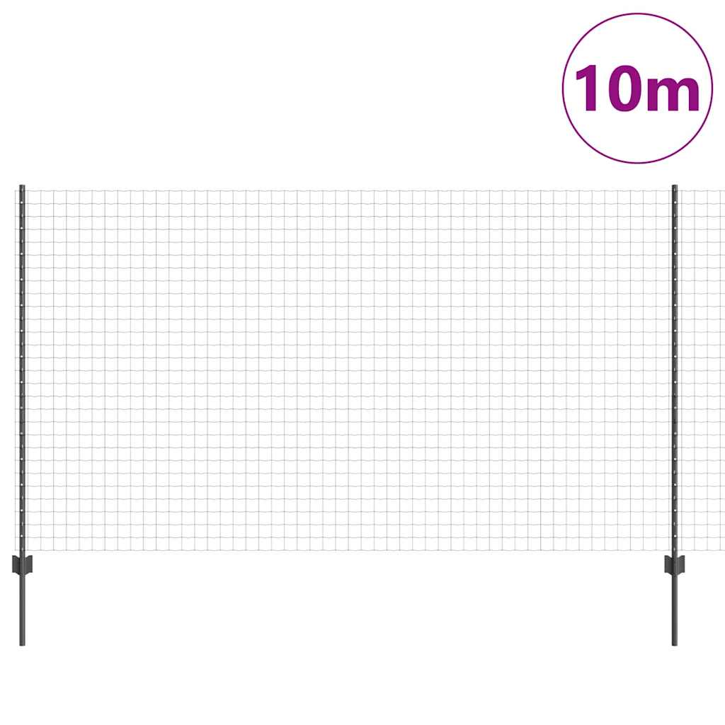 vidaXL Ευρωπαικός Φράκτης με 10 Στήλες Γκρι 1,4x10 μ Μέταλλο