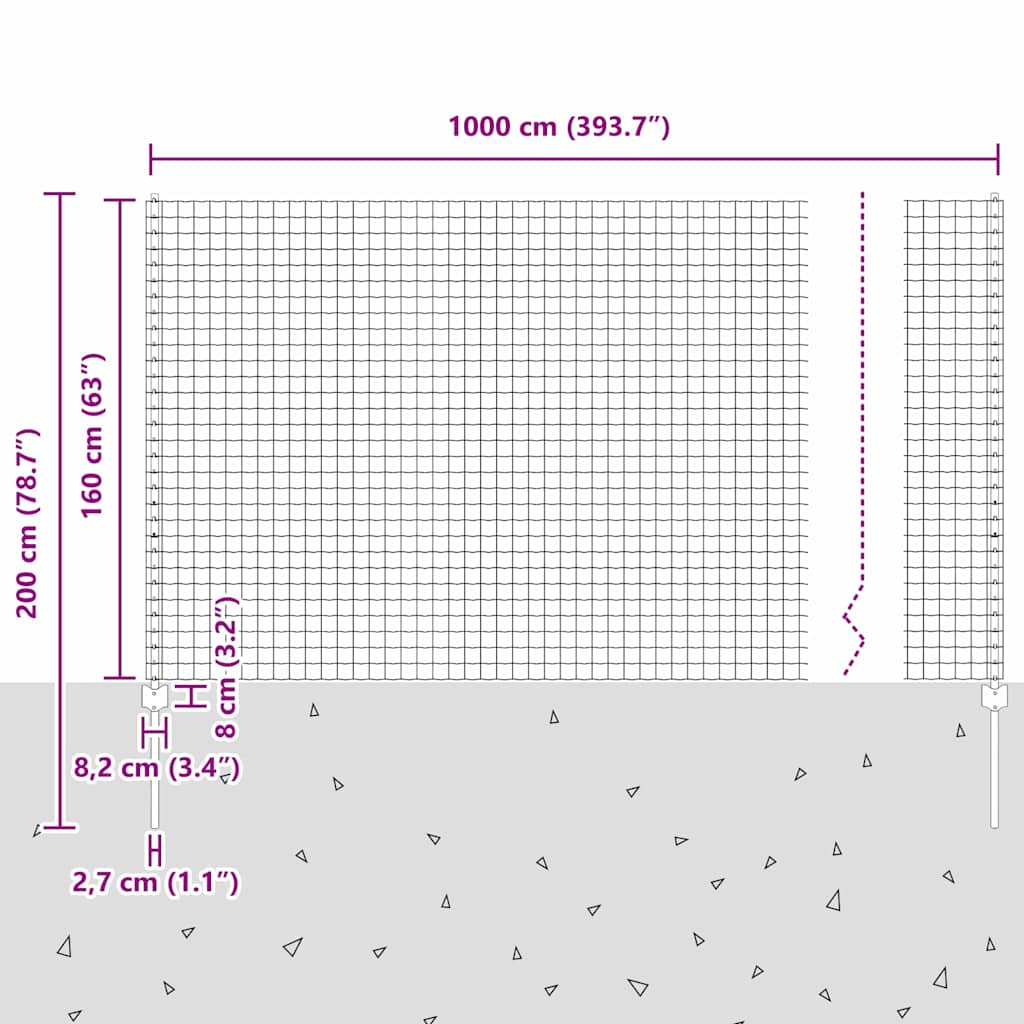 vidaXL Ευρωπαϊκό Φράχτη με 10 U Πόδια Γκρι 1,6x10 μ Ατσάλι