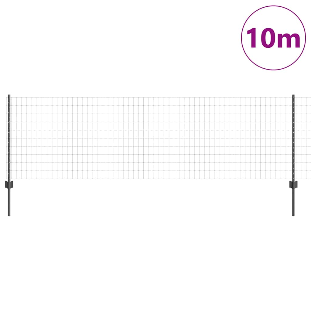 vidaXL Φράχτης Euro με 5 U Πόδια Γκρι 0.8x10 m Χάλυβα