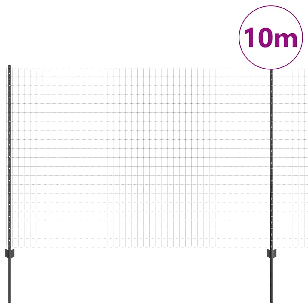 vidaXL Ευρωπαϊκό Φράχτη με 10 Στυλίδια Γκρι 1,6x10 μ Ατσάλι