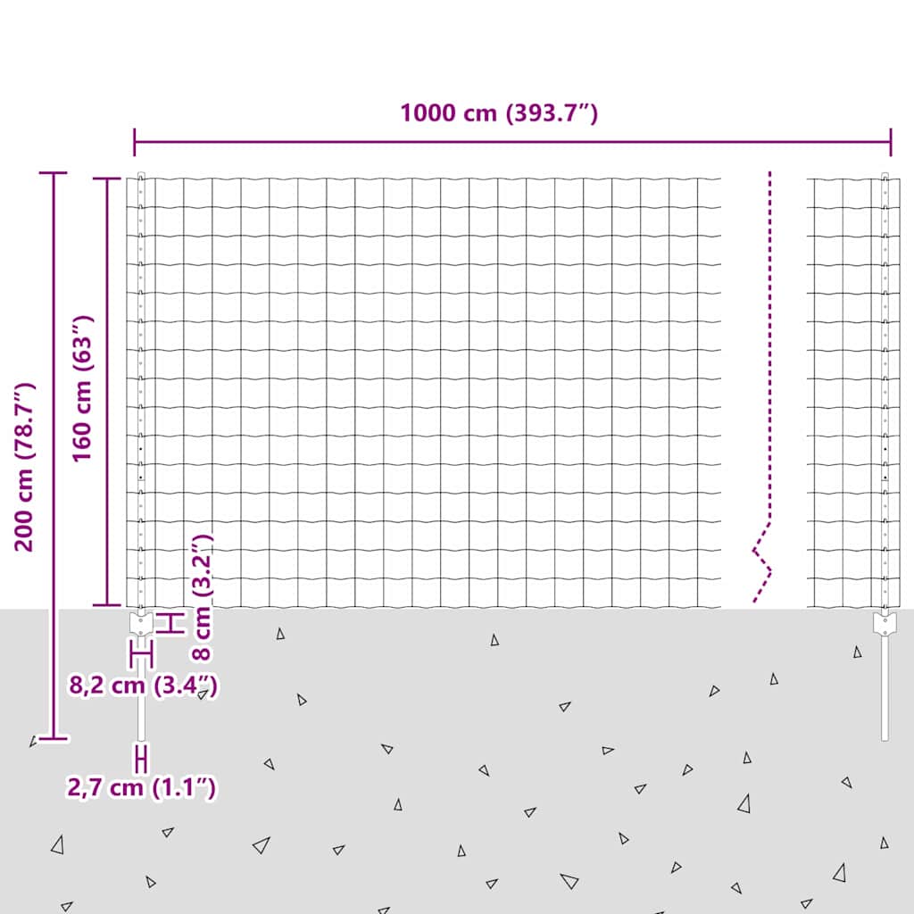 vidaXL Ευρωπαϊκή Περίφραξη με 10 U Posts Γκρι 1.6x10 μ Ατσάλι