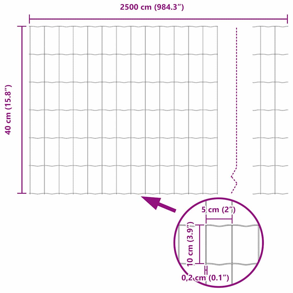vidaXL Ευρωπαϊκός Φράκτης με 11 Πόλους Γκρι 0,4x25 μ Χάλυβας