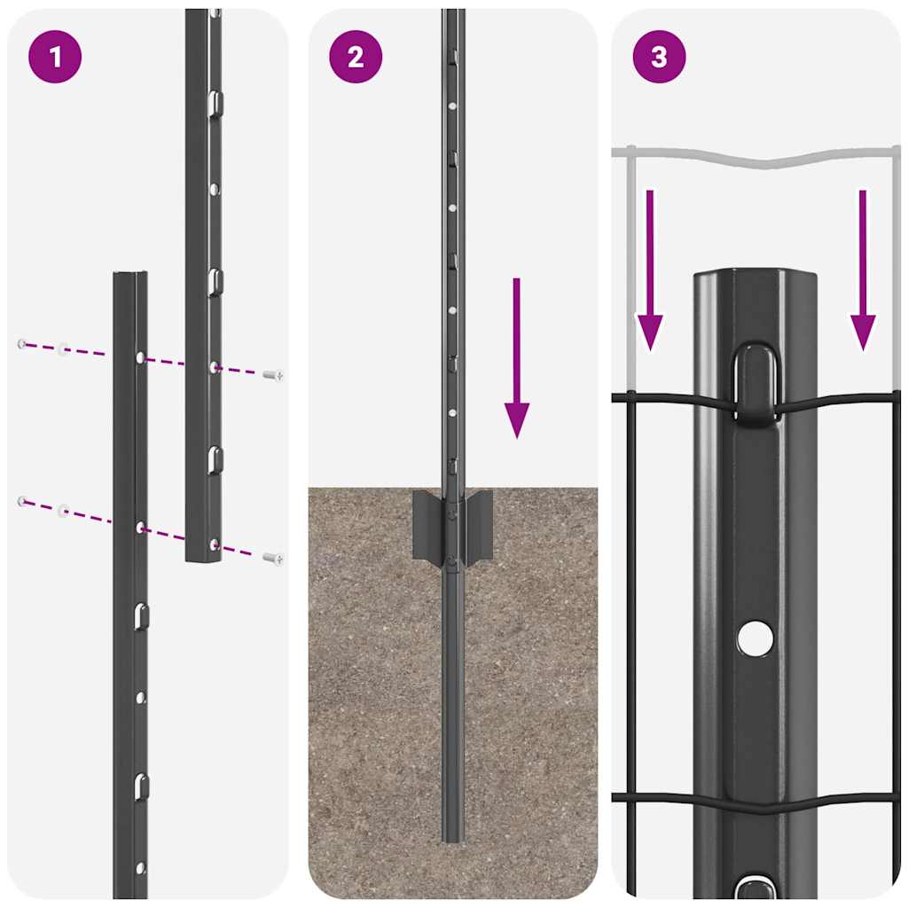 vidaXL Ευρωπαϊκός Φράχτης με 22 Στήλες Γκρι 1x25 μ Μεταλλικό