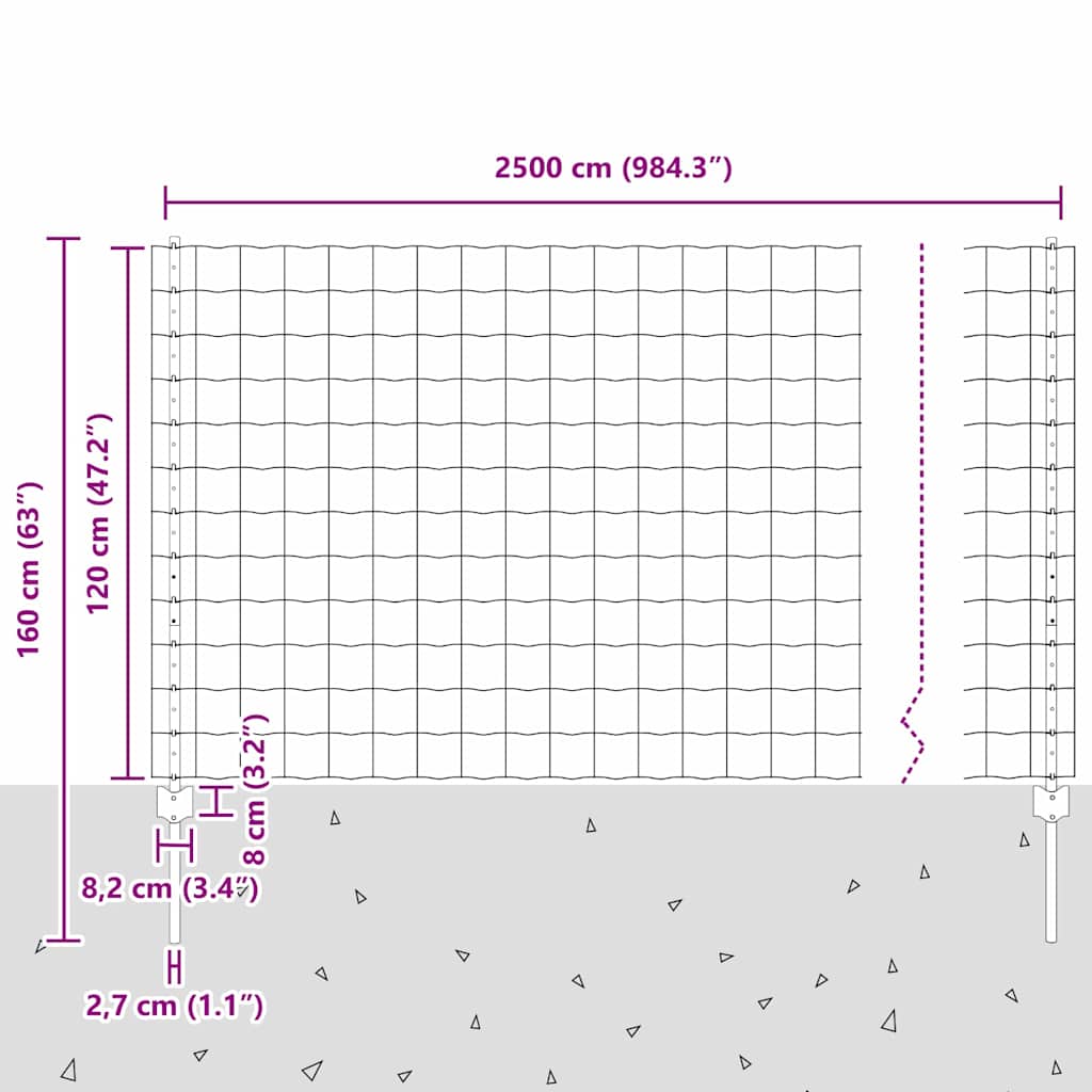 vidaXL Ευρωπαϊκός Φράκτης με 22 Υ Posts Γκρι 1,2x25 μ Steel