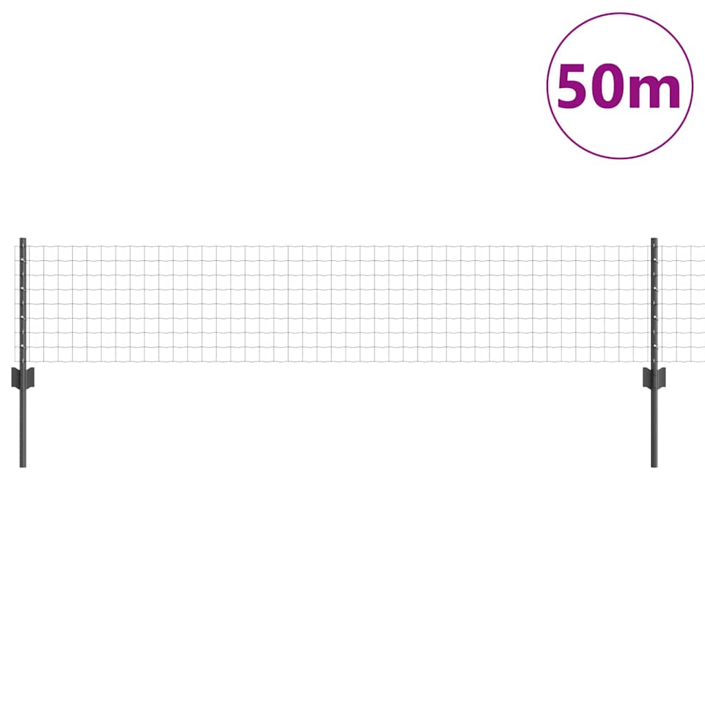 vidaXL Φράχτης Euro με 22 Υποστηρίγματα Γκρι 0,4x50 m Ατσάλι