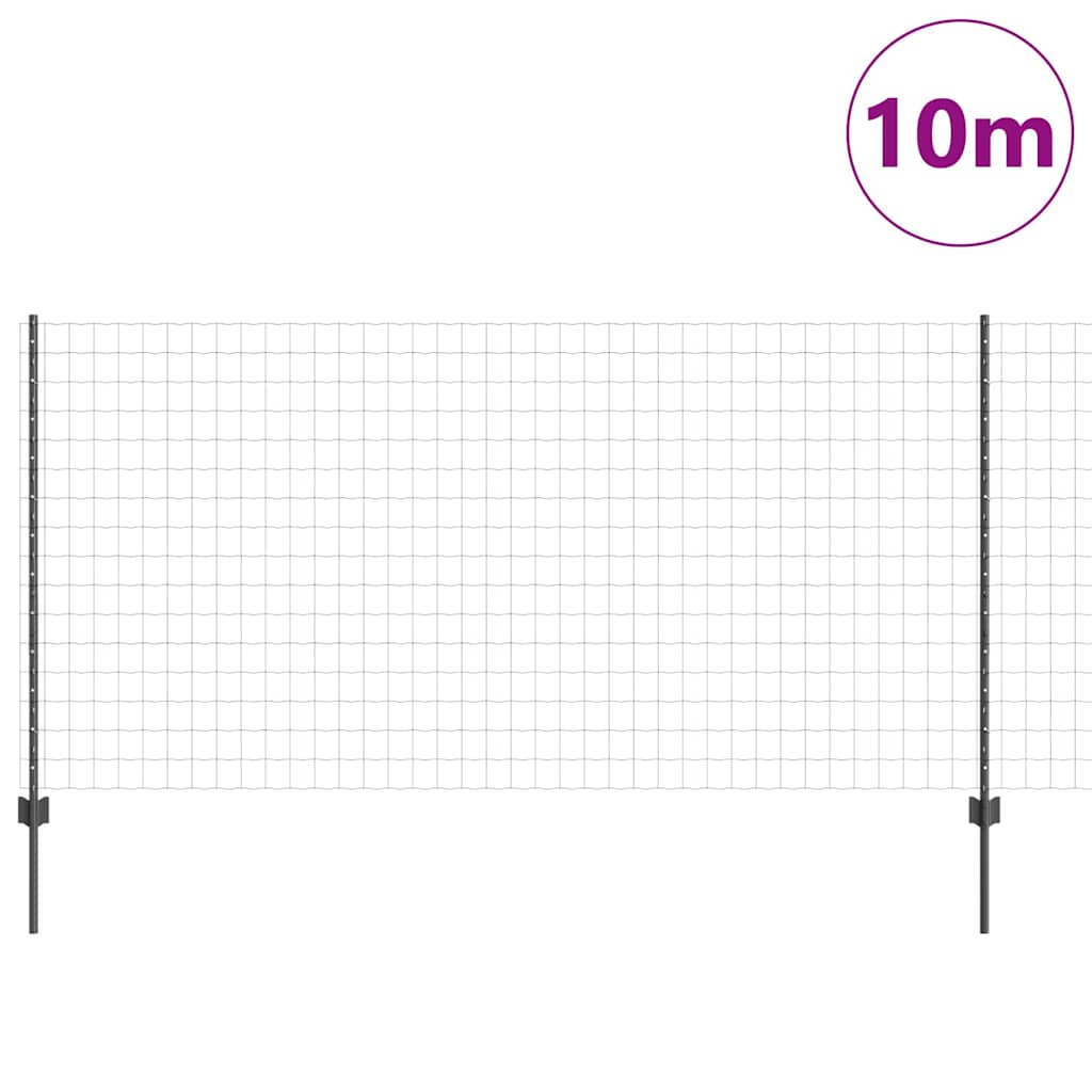 vidaXL Ευρωπαϊκός φράχτης με 10 στήλες Γκρι 1,2x10 μ Ατσάλι