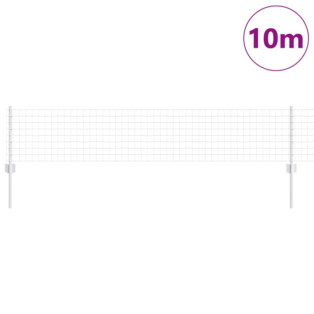 vidaXL Ευρωπαϊκό Φράκτη με 5 Πόδια Ασημί 0,4x10 μ Ατσάλι