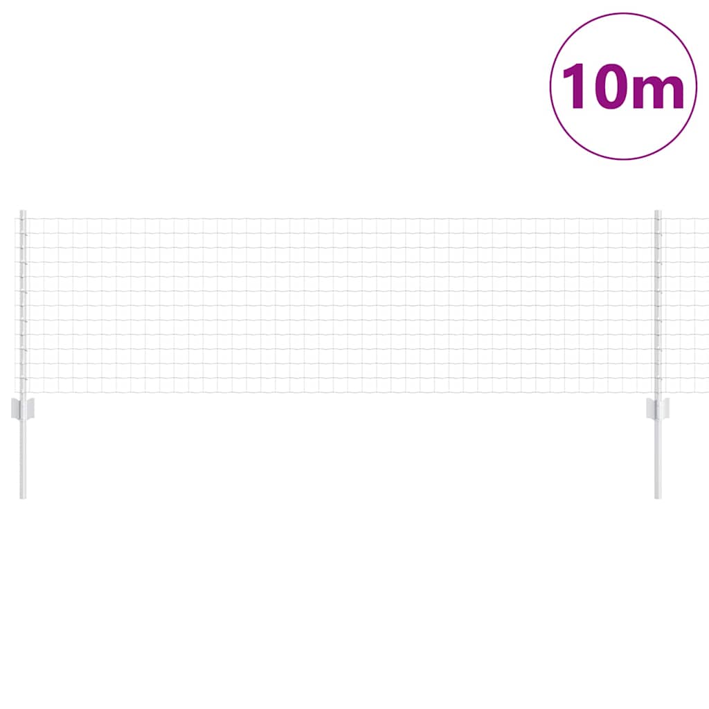 vidaXL Ευρωπαϊκή περίφραξη με 5 στήλες Ασημί 0,6x10 μ Ατσάλι