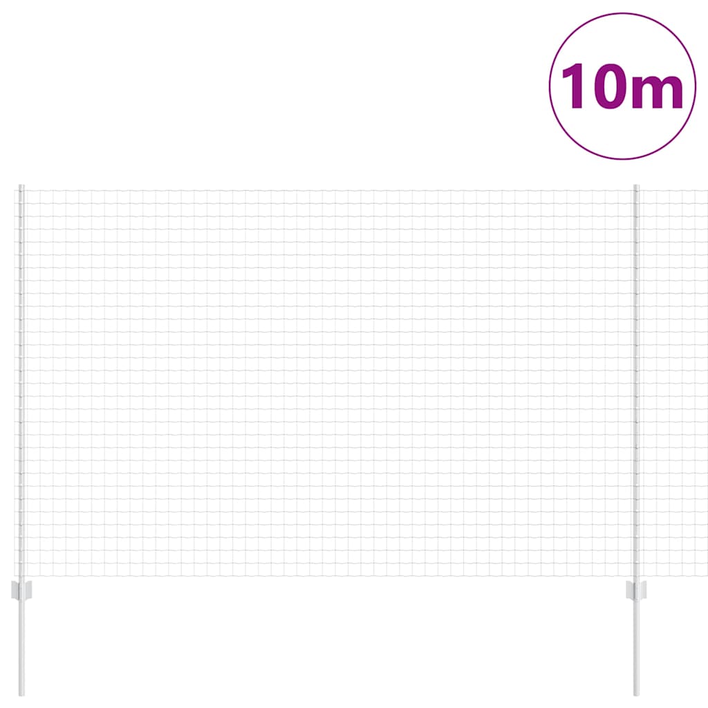 vidaXL Ευρωπαϊκός Φράχτης με 10 Στήλους Ασημί 1,5x10 μ Ατσάλι