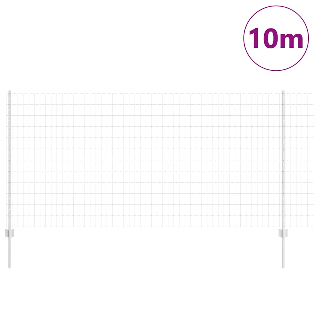 vidaXL Ευρωπαϊκό Φράχτη με 10 Στήλες Ασημί 1,2x10 μ Ατσάλι