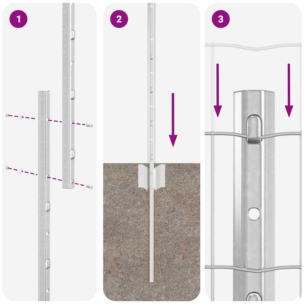 vidaXL Ευρωπαϊκό Φράχτη με 22 Στύλους Αλουμινίου 1,2x25 μ Ατσάλι