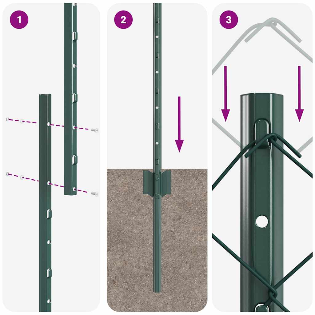 vidaXL Φράχτης Αλυσίδας με 22 Στυλίες Πράσινος 1.4x25 μ Χάλυβας