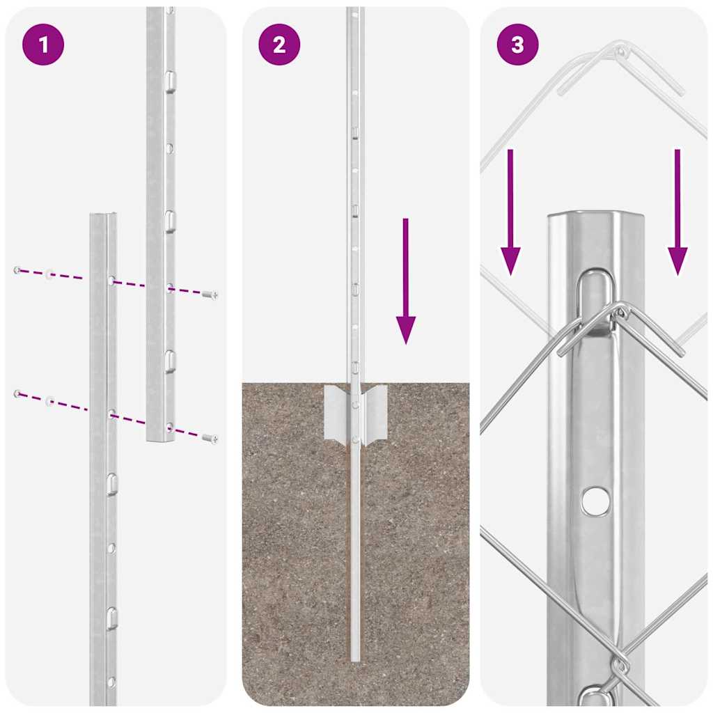 vidaXL Φράχτης πλέγματος με 20 U Posts Ασημί 1.6x10 μ Χάλυβας