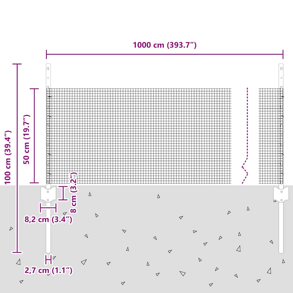 vidaXL σετ Φράχτη Σετ 2 Γαλβανισμένο Ατσάλι 10 x 0.5 μ Ανθεκτικός
