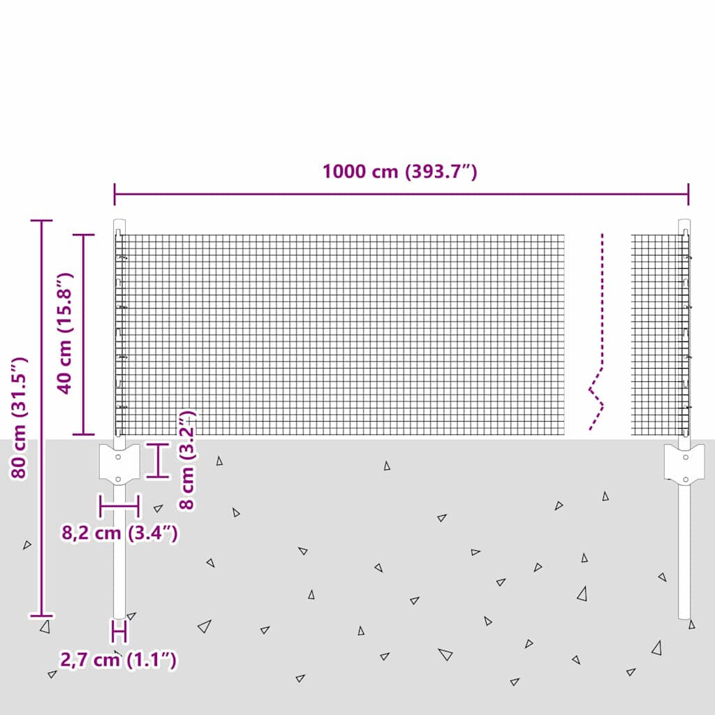 vidaXL Σιδερένιος φράχτης με 5 U Posts Πράσινος 0.4x10 μ