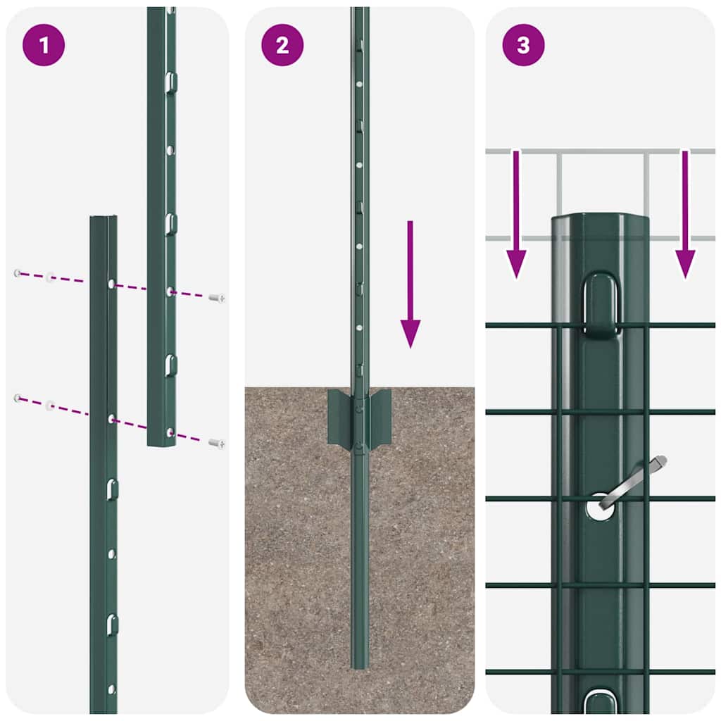 vidaXL Φράχτης Welded Wire με 22 U Posts Πράσινος 1x50 μ Χάλυβας