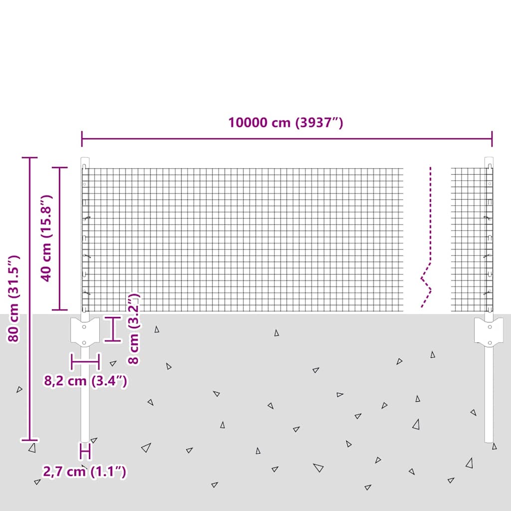 vidaXL Φράχτης με 44 U Posts Πράσινος 0.4x100 m Χάλυβα